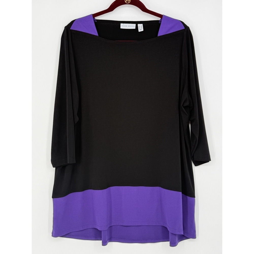 Susan Graver Women's Top 3/4 Sleeve 1X